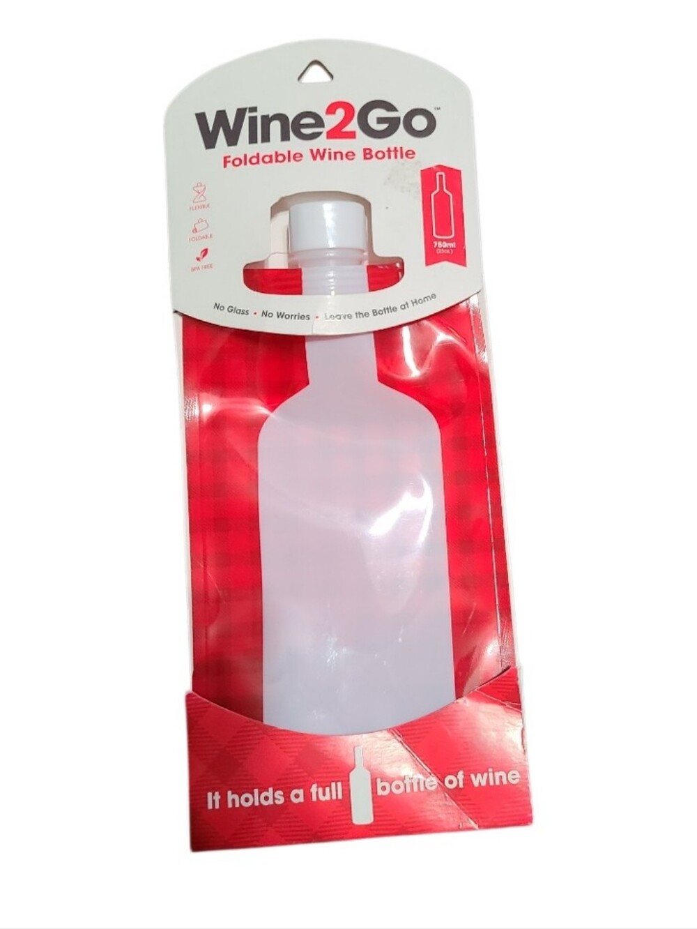 Wine2Go Foldable Wine Bottle Holds an Entire Bottle of Wine NWT